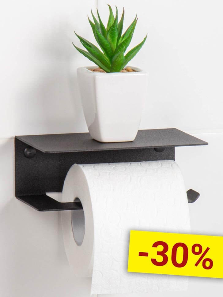 Держатель для туалетной бумаги и освежителя с полочкой настенный металлический Черный 16x11x6 Держатель для туалетной бумаги и освежителя с полочкой настенный металлический Черный 16x11x6
