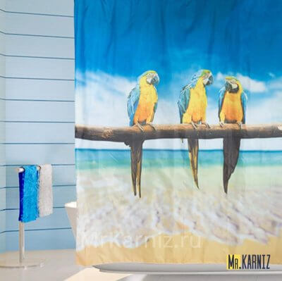 Штора для ванной PARROTS Попугаи
