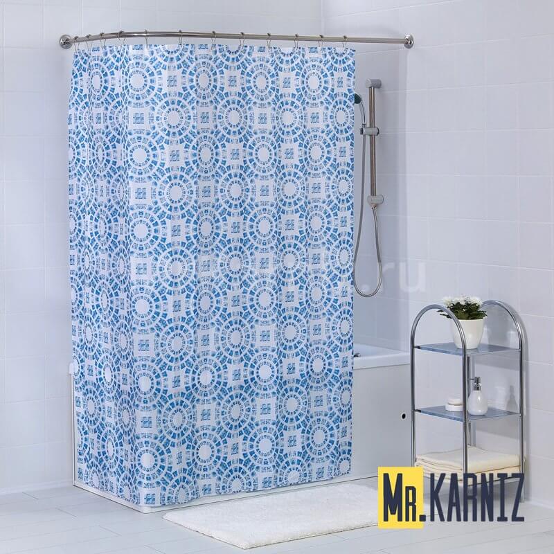 Штора для ванной Circle Light Blue